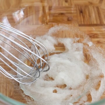 Gelatin mixed with cold water until thick and gel-like.