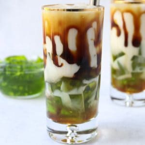 brown sugar pandan jelly milk