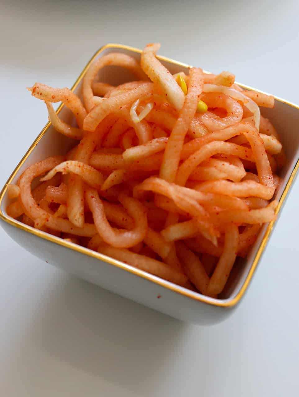 serve ssamjang and pickled kimchi or radish