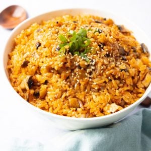 vegan mushroom kimchi fried rice