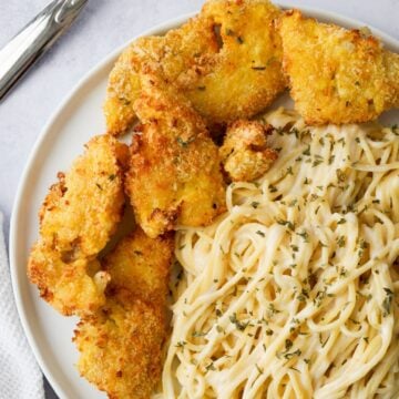 hk fish cutlet with cream sauce pasta