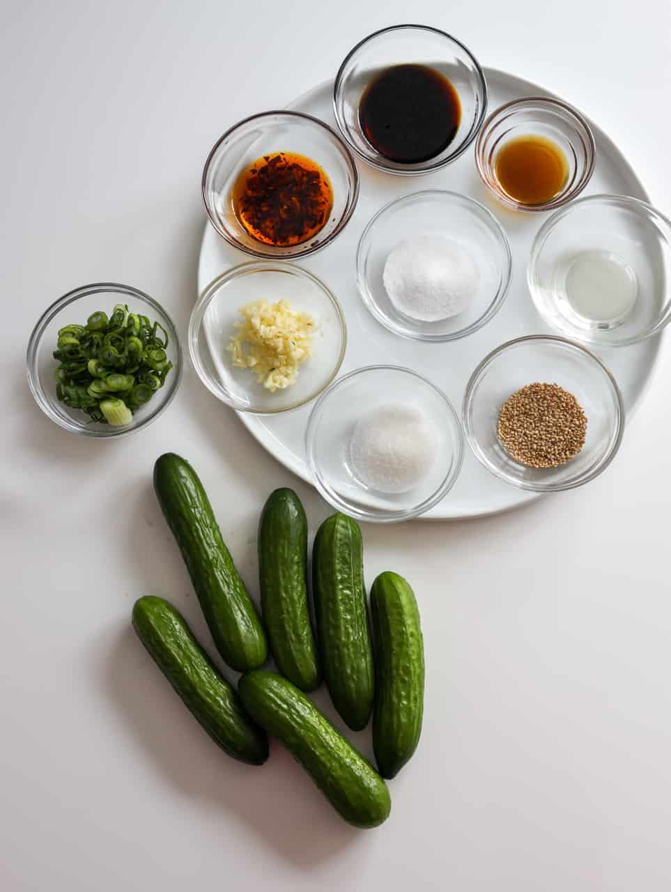 ingredients to make spicy asian cucumber salad