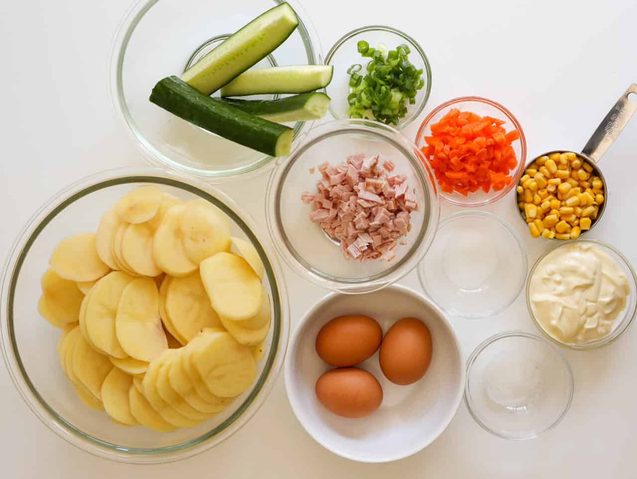 ingredients to make Korean potato salad