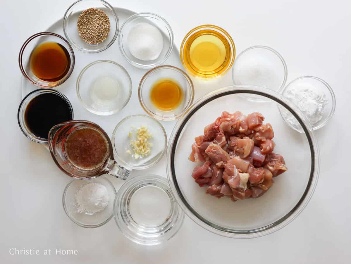 ingredients to make honey sesame chicken
