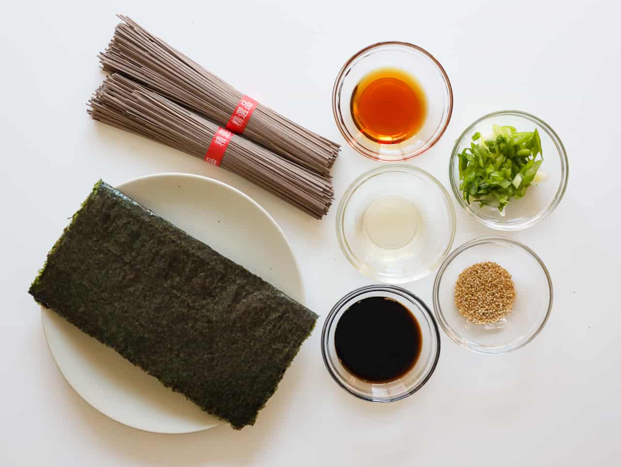 ingredients to make sesame soba noodles