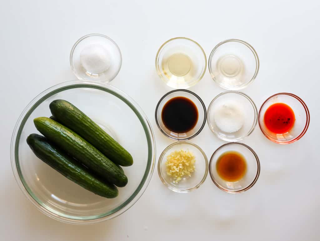 Ingredients to make din tai fung cucumber salad