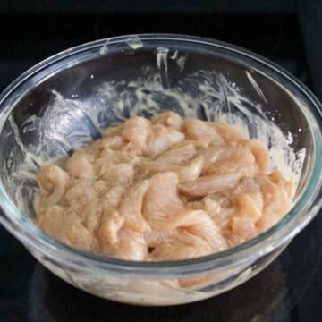 marinate sliced chicken with marinade ingredients