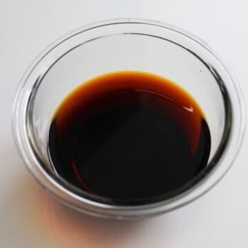 Sugar dissolving into soy marinade.