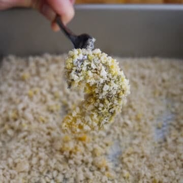 Shrimp coated in flour, beaten egg, and panko breadcrumbs