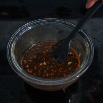 Lo mein sauce ingredients whisked together until smooth.