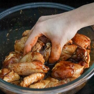 Chicken wings coated in honey soy garlic marinade