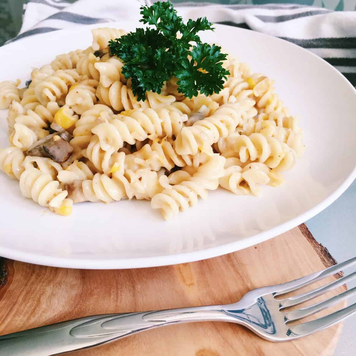 Creamy Corn Mushroom Pasta