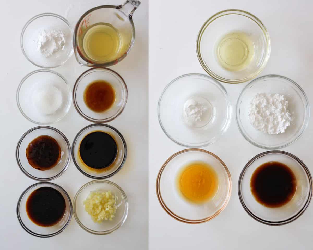 Noodle sauce ingredients and beef marinade ingredients