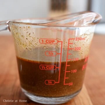 Small bowl with stir-fry sauce ingredients whisked together and set aside.