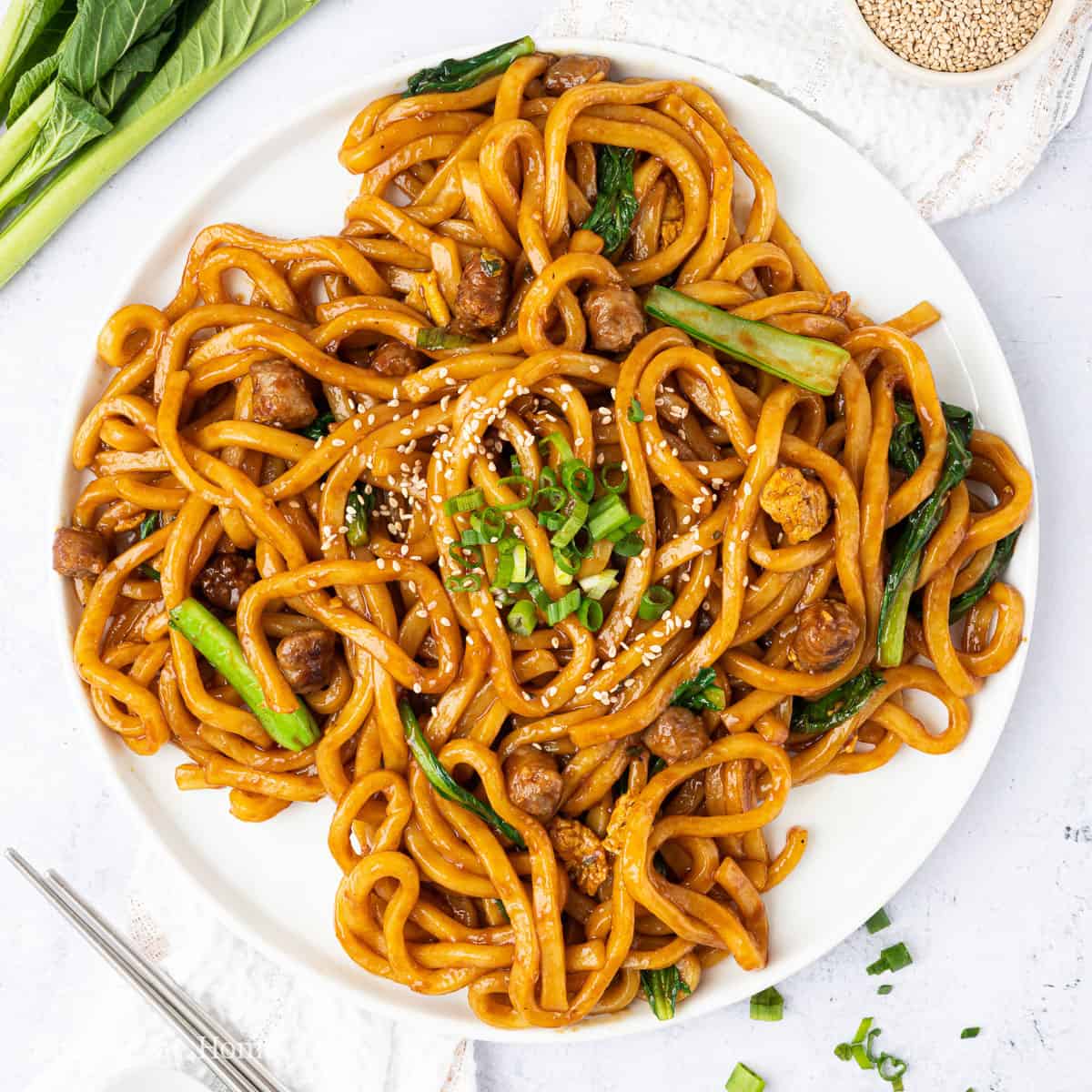 Sesame Sausage Udon Stir-Fry