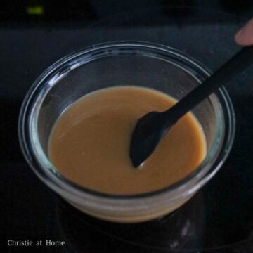 Savory brown stir-fry sauce mixed until smooth.