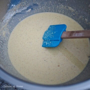 Tapioca starch batter mixed with seasonings and ice-cold water.