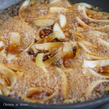 Then add sliced onions and cook until softened and slightly translucent, about 2-3 minutes.